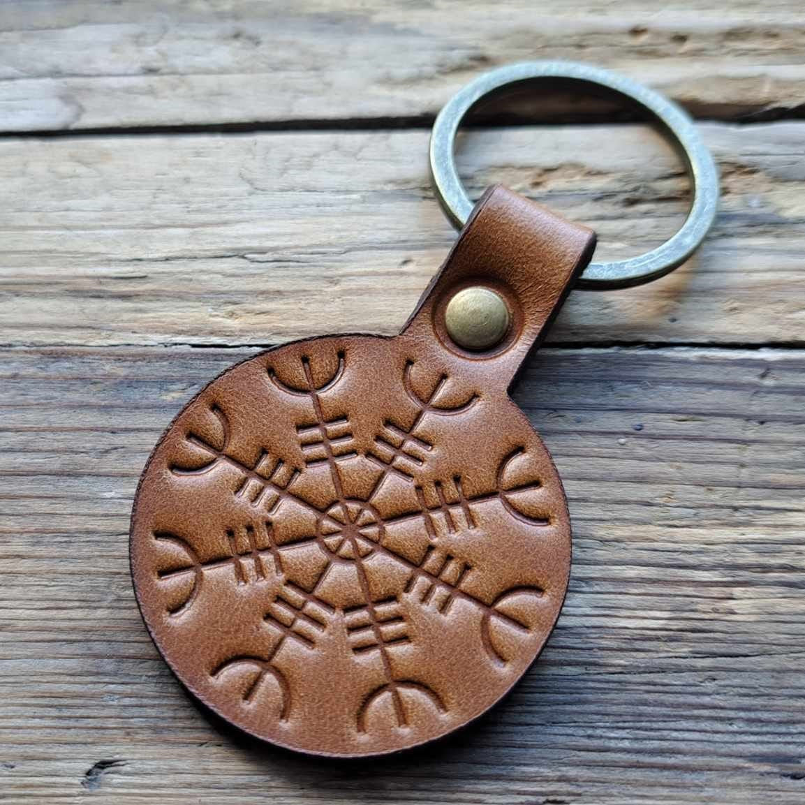 Leather Keyring | Viking Detail - Whiskey - Image 3